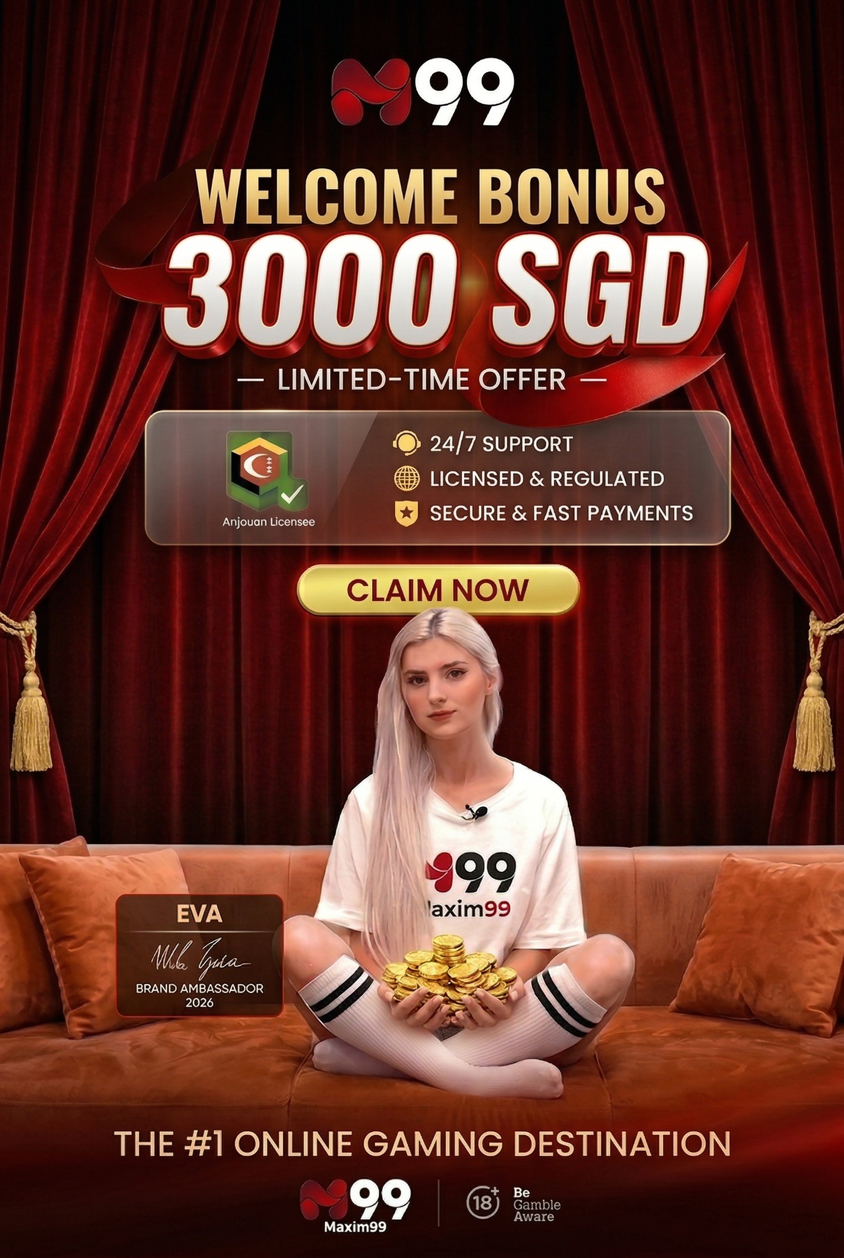 Eva Elfie x Maxim99 - Welcome Bonus SGD 3000